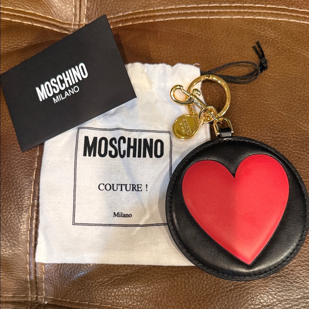 Moschino Black and Red Heart Keychain